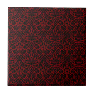 Damask Maroon Black Fliese