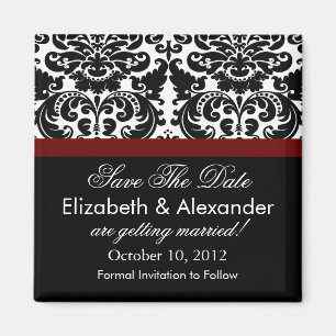 Damask Merlot Red Save the Date Magnet