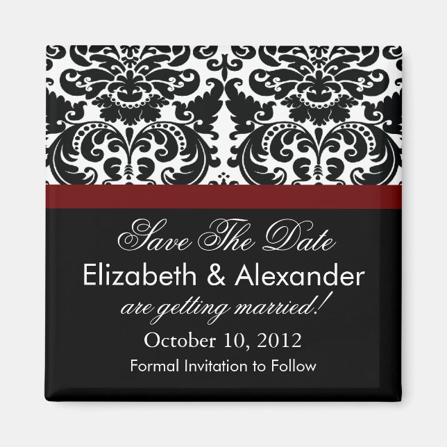 Damask Merlot Red Save the Date Magnet (Vorne)