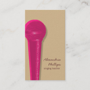 Damask Microphone Business Card, Hot Pink Visitenkarte