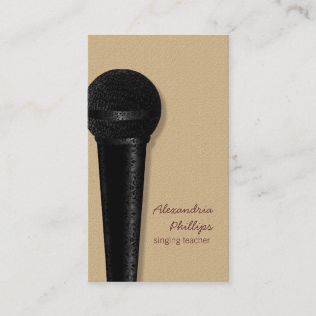 Damask Microphone Business Card, schwarz Visitenkarte (Vorderseite)