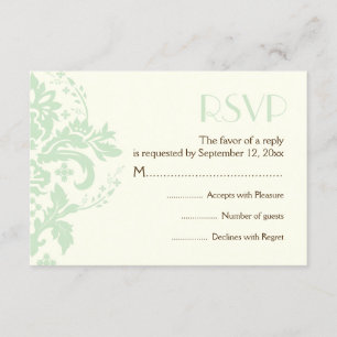Damask mint green, Elfenbeinhochzeit RSVP Antwortk