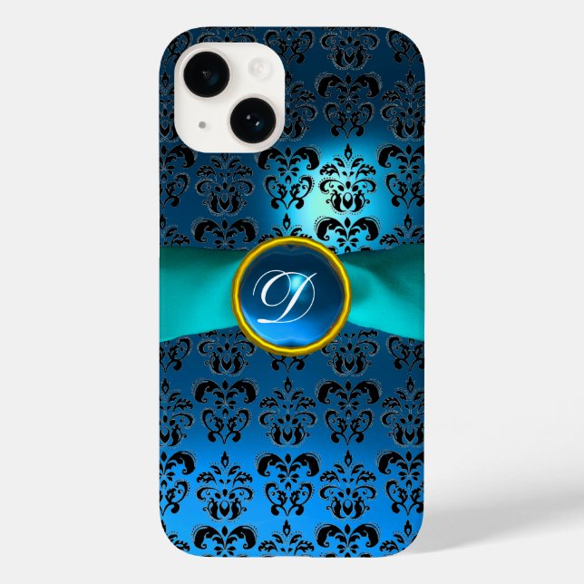 DAMASK MIRLY MONOGRAMM Blue Band Case-Mate iPhone Hülle (Rückseite)