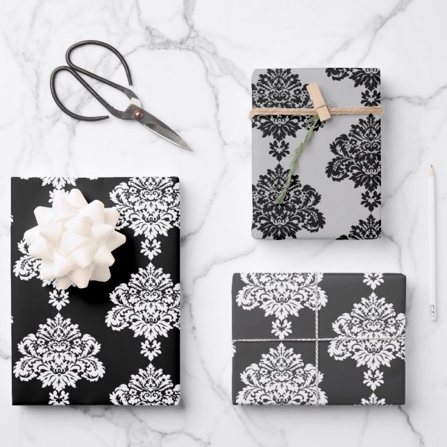 Damask Modernes Farbmuster Geschenkpapier Set (Vorderseite)