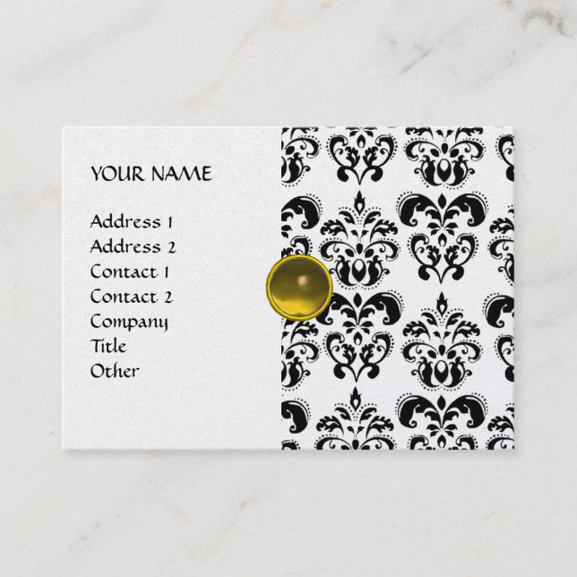 DAMASK MON RUBY hellgelbe Goldperle Visitenkarte (Vorderseite)