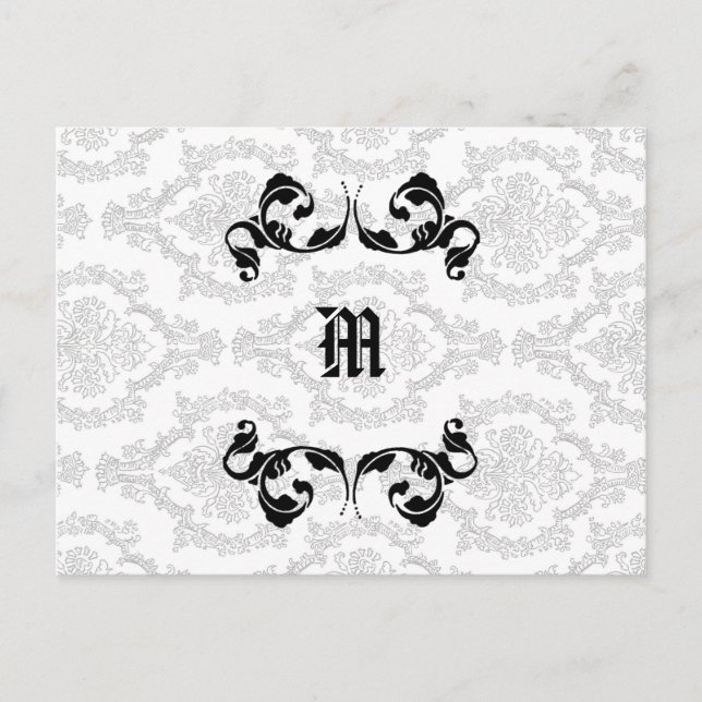 Damask Monogram Design Postkarte (Vorderseite)
