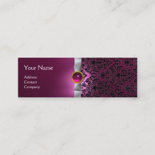 DAMASK MONOGRAM Edelband weiß rosa Mini Visitenkarte