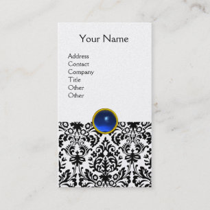 DAMASK MONOGRAM Edelstein blaues Platin Visitenkarte