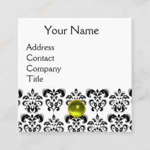 DAMASK MONOGRAM Edelstein gelbes Platin Quadratische Visitenkarte