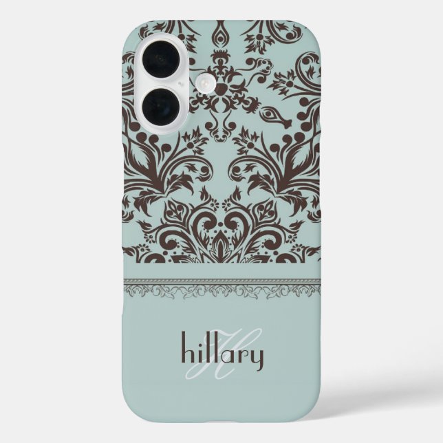 Damask Monogram Floral Case-Mate iPhone Hülle (Rückseite)