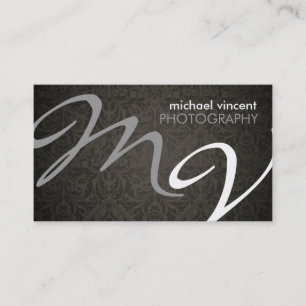 Damask Monogram Fotograf Business Card Visitenkarte