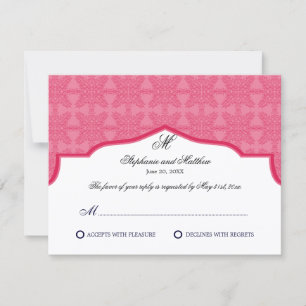 Damask Monogram Honeysuckle RSVP Card Karte