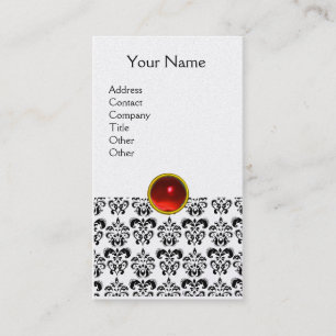 DAMASK MONOGRAM Juwel Red ruby Light Gold Visitenkarte