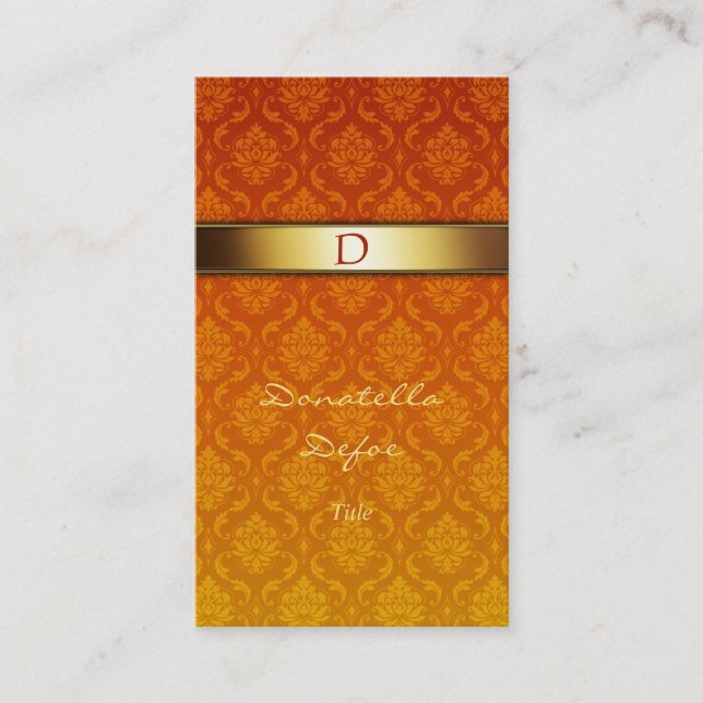 Damask Monogram Professional Visitenkarte (Vorderseite)