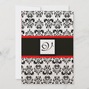 DAMASK MONOGRAM, Schwarz, Weiß, Rot Champagner Met Einladung