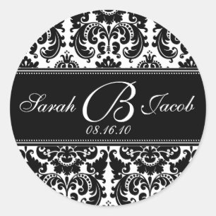 Damask Monogram Sticker- Passen Sie es an! Runder Aufkleber