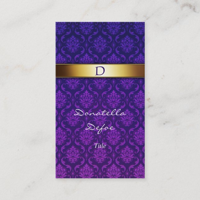 Damask Monogram Visitenkarte Professional (Vorderseite)