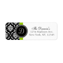 Damask Monogram Wedding Address Labels Green