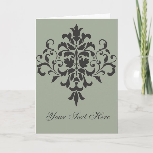 Damask Monogramm in Elegangrau oder Grau (Vorderseite)