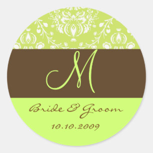 Damask Monogramm Runder Aufkleber