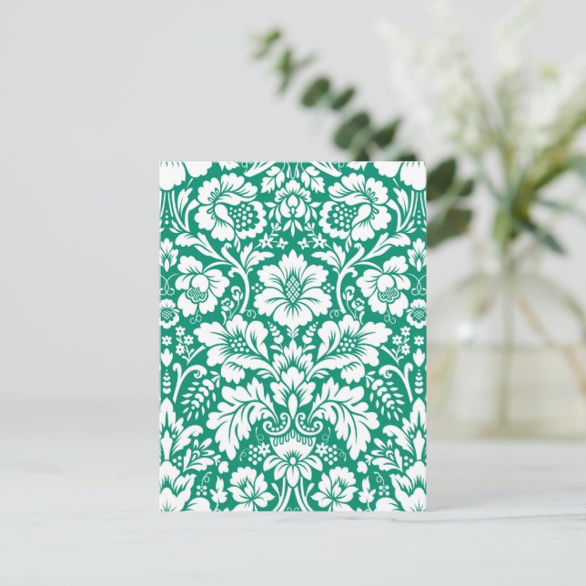 Damask Muster 10 Feiertagspostkarte (Stehend Vorderseite)