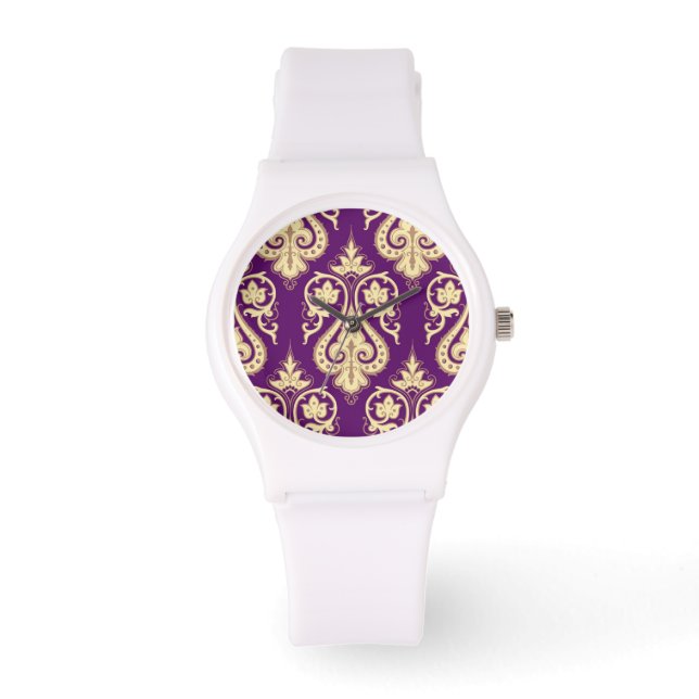Damask Muster 4 Armbanduhr (Vorderseite)