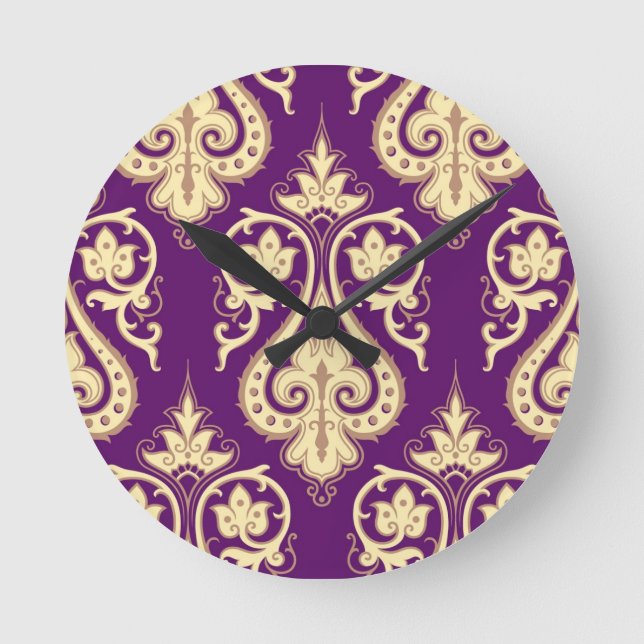 Damask Muster 4 Runde Wanduhr (Vorderseite)