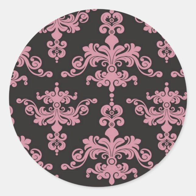 Damask Muster 5 Runder Aufkleber (Vorderseite)