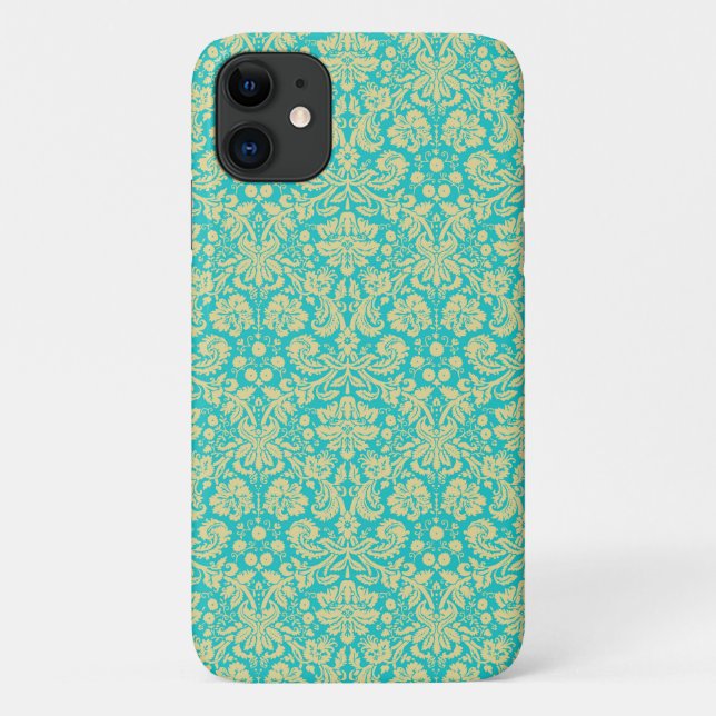 Damask Muster, Blue Damask, französischer Damaske Case-Mate iPhone Hülle (Rückseite)