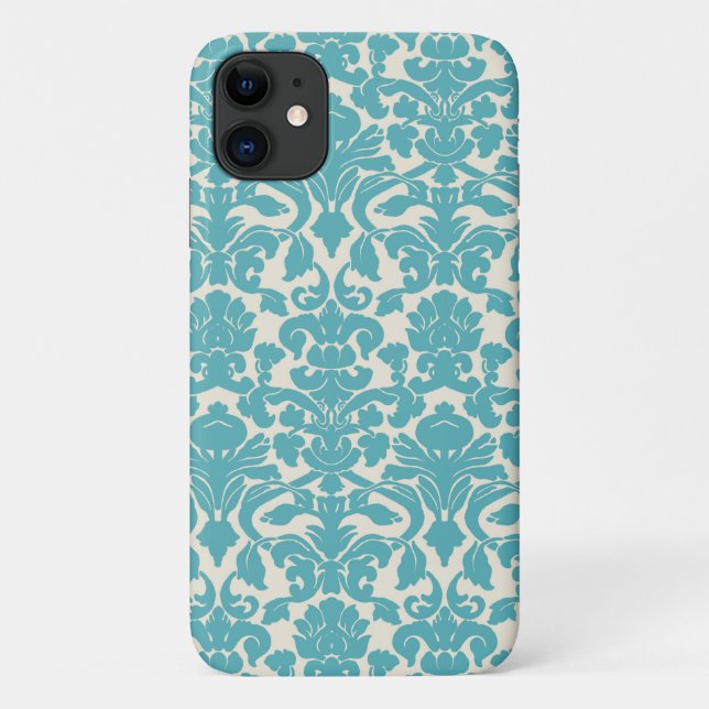 Damask Muster, Blue Damask, französischer Damaske Case-Mate iPhone Hülle (Rückseite)