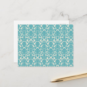 Damask Muster, Blue Damask, französischer Damaske Postkarte