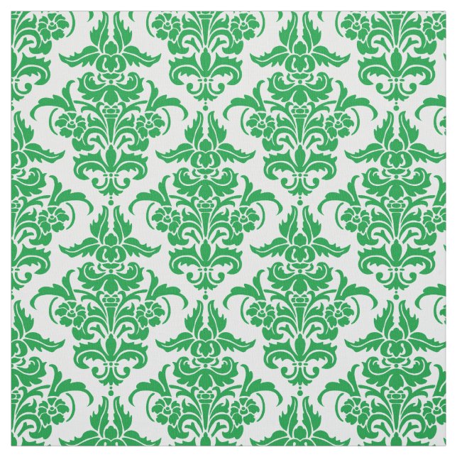 Damask Muster - Grass grün auf Weiß Stoff (Muster)
