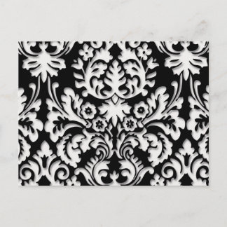 Damask Muster in Schwarz/Weiß Postkarte