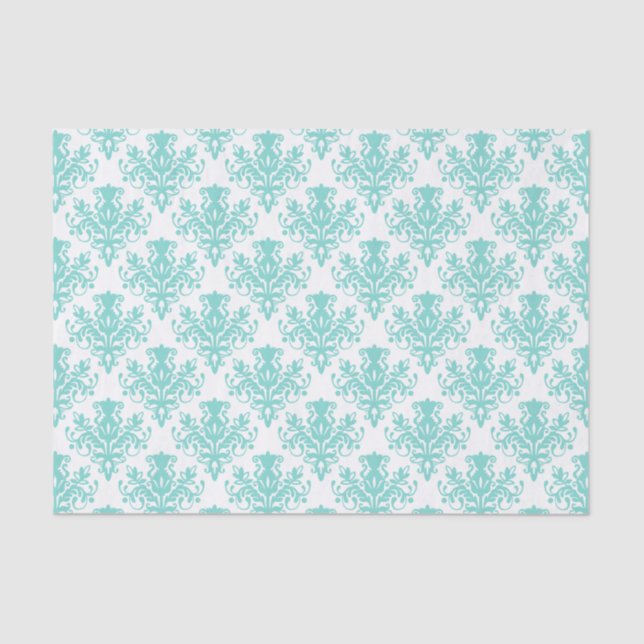 Damask Muster - Light Blue Green Seidenpapier (Vorderseite)