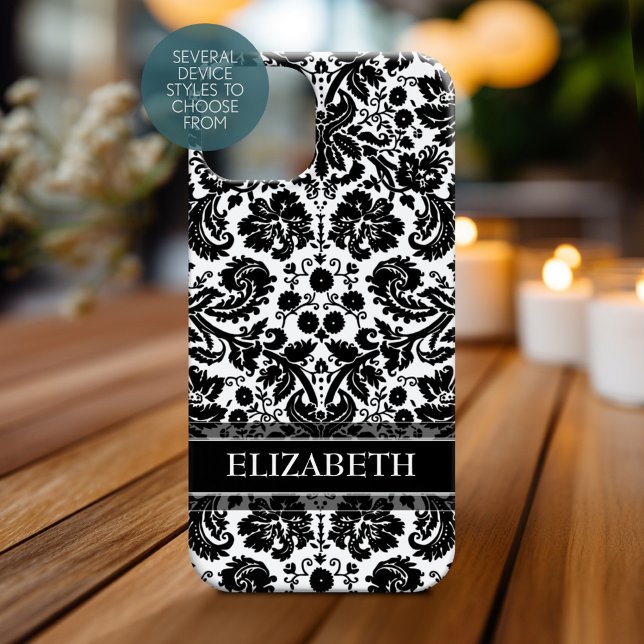 Damask Muster mit Individuelle Name Case-Mate iPhone Hülle (Personalized Phone Case with Custom Name)