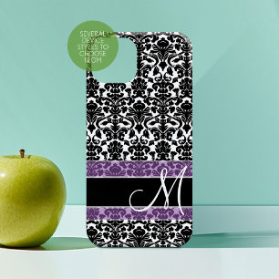 Damask Muster mit Monogramm iPhone 15 Pro Hülle