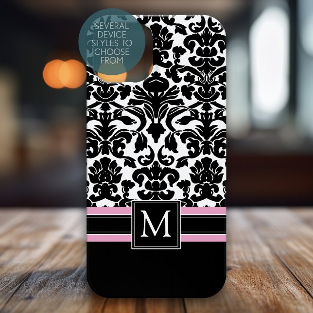 Damask Muster mit Monogramm Case-Mate iPhone Hülle (Monogram Phone Case)