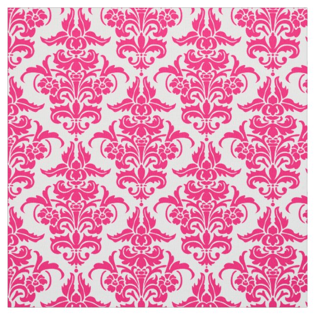 Damask Muster - Neon Red on White Stoff (Muster)