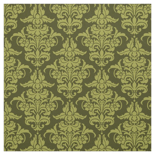 Damask Muster - Olive on Dark Olive Stoff (Muster)