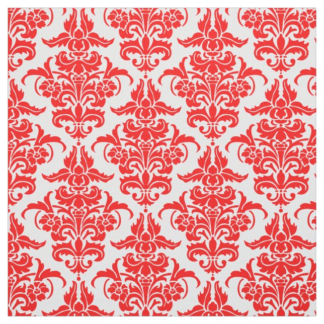 Damask Muster - Rot auf Weiß Stoff (Muster)