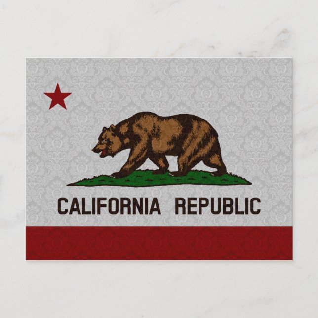 Damask Muster State Flag California Postkarte (Vorderseite)