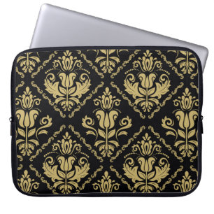 Damask nahtlose schwarz-goldene Ornamente. Traditi Laptopschutzhülle