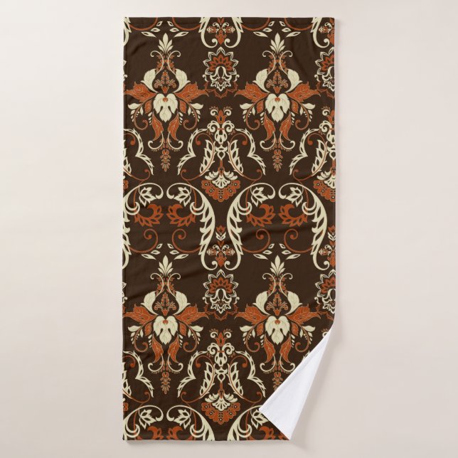Damask Nahtloses Vintages Muster. Bluthochdruck Badehandtuch (Badehandtuch)