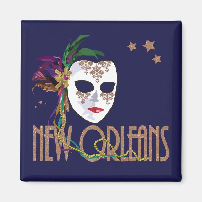 Damask New Orleans Mask Magnet (Vorne)