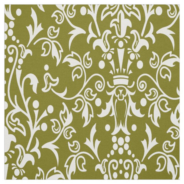 Damask Olive Stoff (Muster)