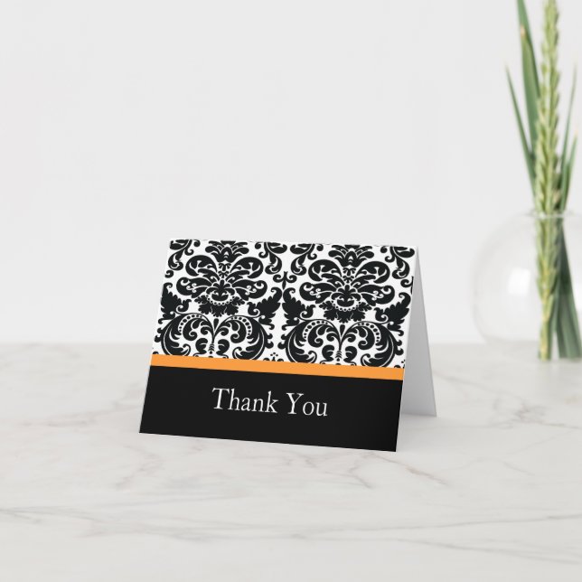 Damask Orange Dankeschön Note Card Dankeskarte (Vorderseite)