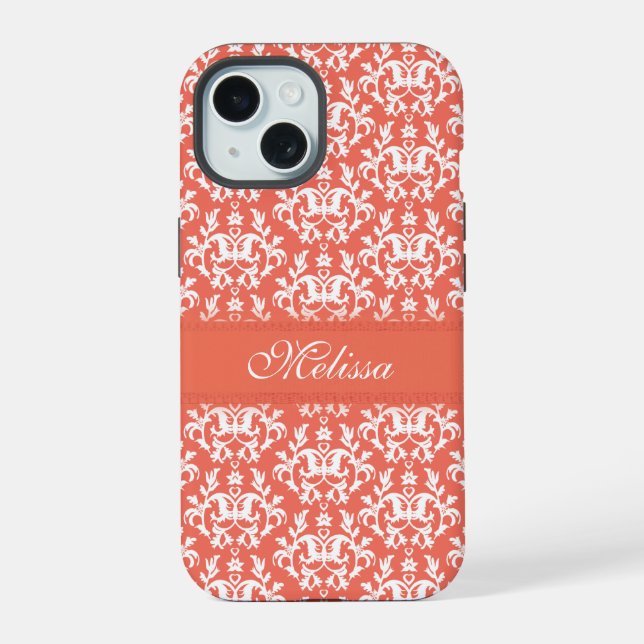 Damask orange Emberglow Name  iPhone 15 Hülle (Rückseite)