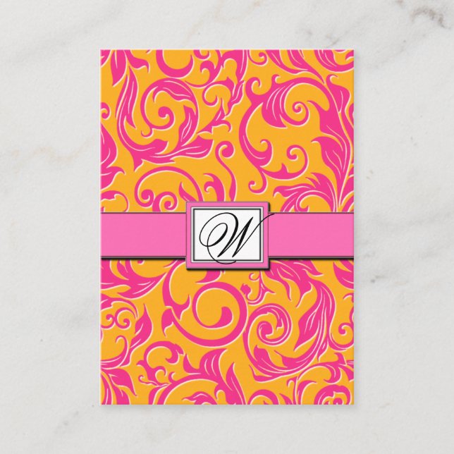 Damask Orange & Pink Hochzeitskarten Begleitkarte (Vorderseite)