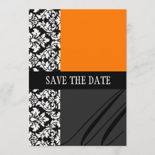 Damask Orange Save the Date Karte
