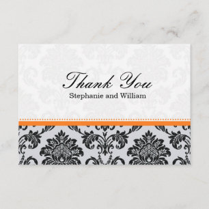 Damask Orange Wedding Dankeschön Card Dankeskarte